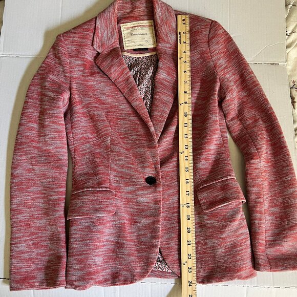 Anthropologie Cartonnier Tonal Knit Blazer Jacket Woman's Pink Space Dye | Sz XS - Picture 9 of 15